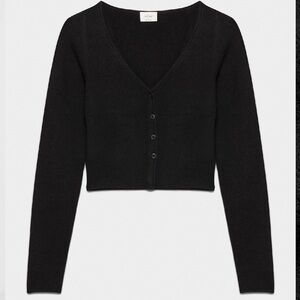 Aritzia Wilfred Santorini Black Button-Up Cardigan